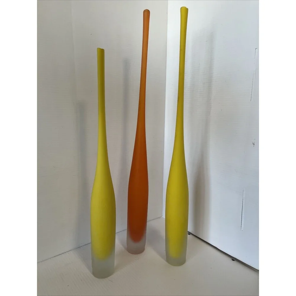 Global Views Contemporary Spire Bottle Collection (2) Citron (1) Mandrin